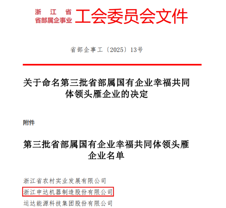 省二輕集團(tuán)申達(dá)機(jī)器公司獲第三批“幸福共同體領(lǐng)頭雁企業(yè)”稱(chēng)號(hào)